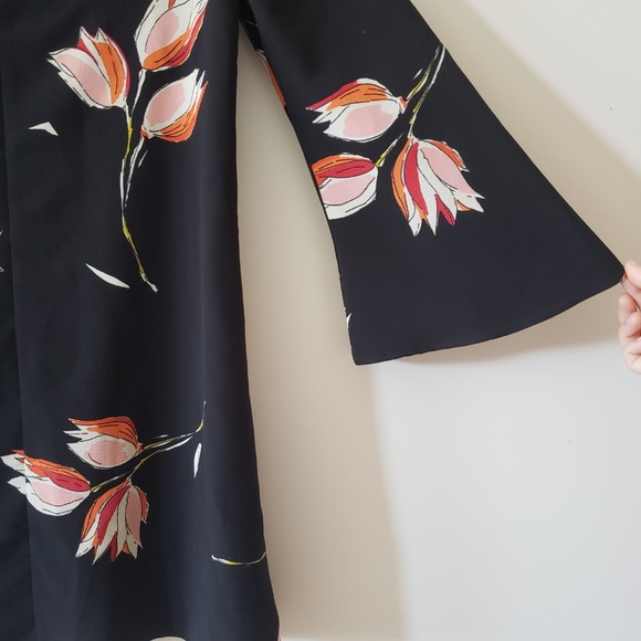 *SOLD* HP🎉 Zara Black Floral Mock Neck Shift Dress S - Picture 6 of 7